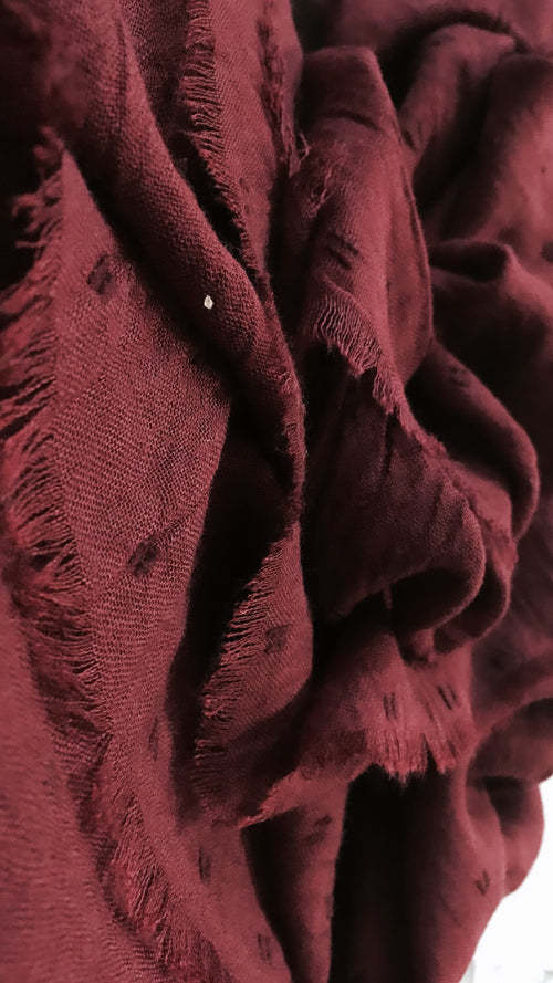 Burgundy Hijab with textured dot detail
