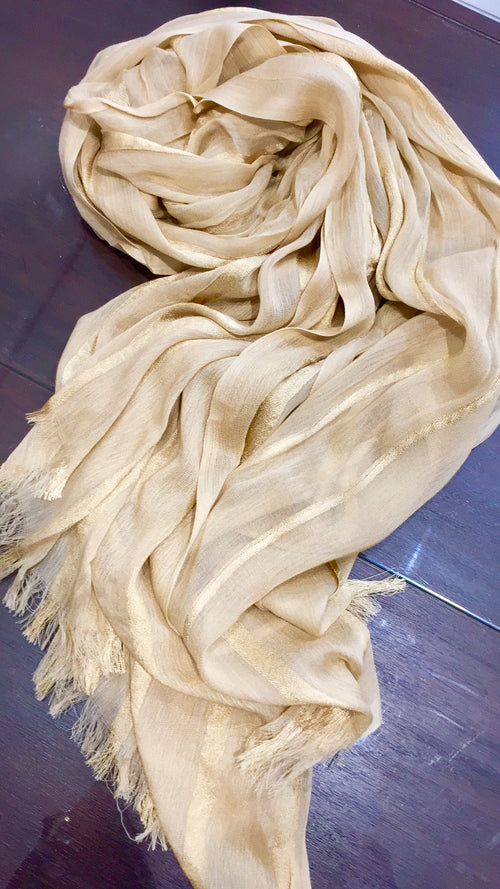 Creamy Beige Hijab with stripe detail