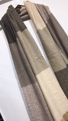 Earthy grey block blanket scarf