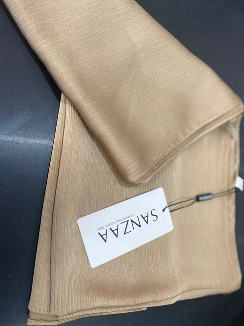 Crinkle Silk-Satin Touch Hijab | Antique Gold