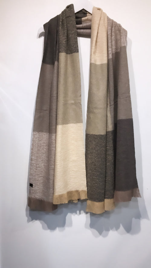 Earthy grey block blanket scarf
