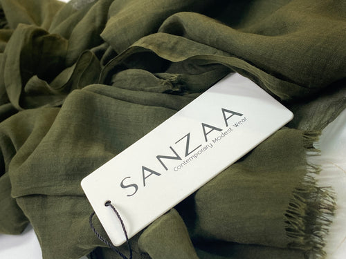 Olive Green Cotton Mix hijab